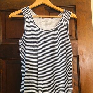Dark blue and white striped cotton tank